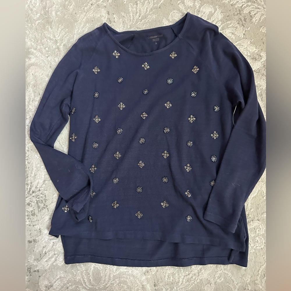 Coldwater Creek Starbright tee. Navy blue. Size large/14.